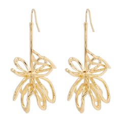 18K Gold-Plated Abstract Open Flower Drop Earrings