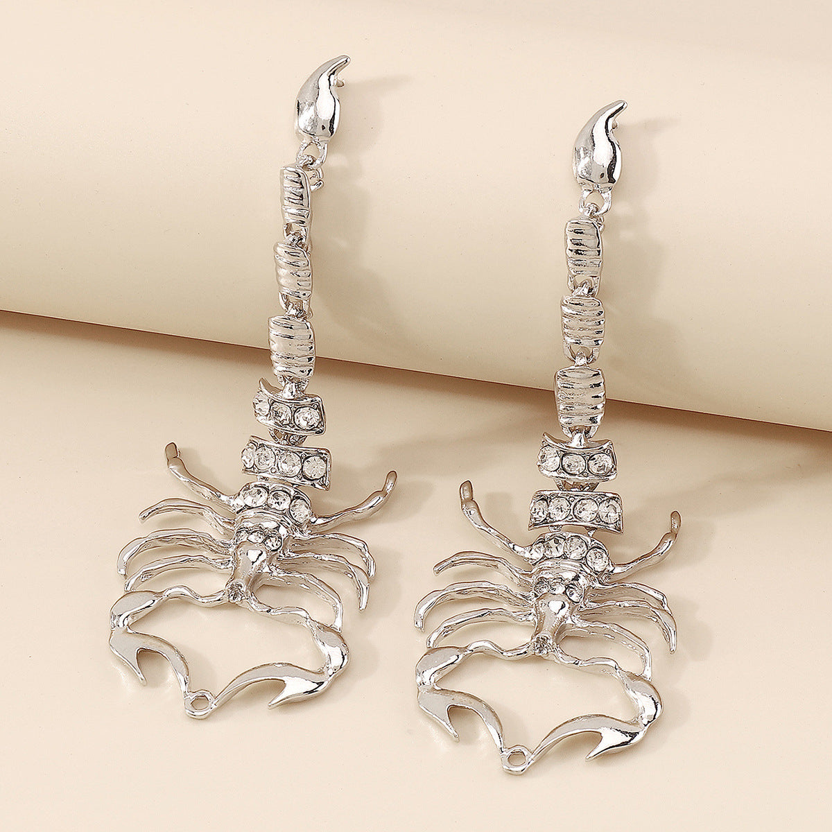 Cubic Zirconia & Silver-Plated 3.9'' Scorpion Post Drop Earrings