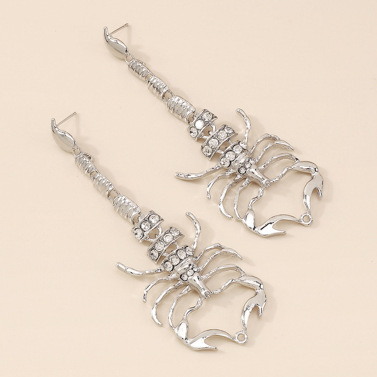Cubic Zirconia & Silver-Plated 3.9'' Scorpion Post Drop Earrings