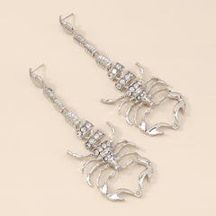 Cubic Zirconia & Silver-Plated 3.9'' Scorpion Post Drop Earrings