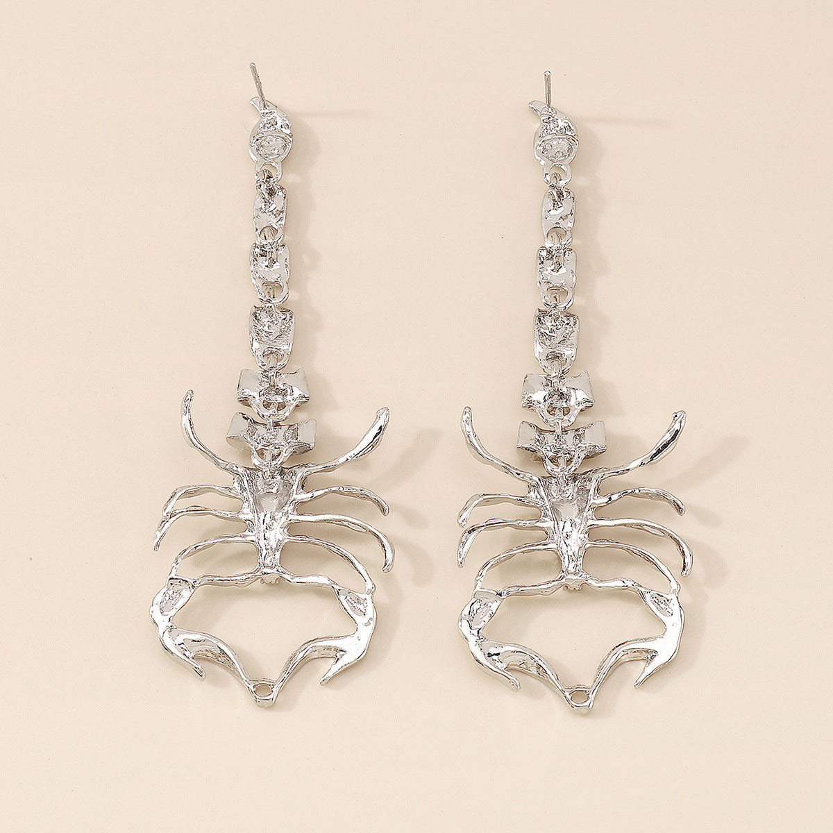 Cubic Zirconia & Silver-Plated 3.9'' Scorpion Post Drop Earrings