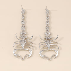 Cubic Zirconia & Silver-Plated 3.9'' Scorpion Post Drop Earrings