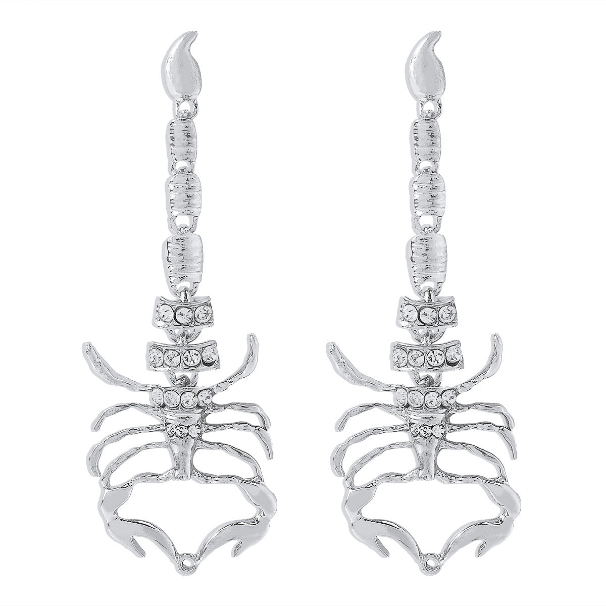 Cubic Zirconia & Silver-Plated 3.9'' Scorpion Post Drop Earrings