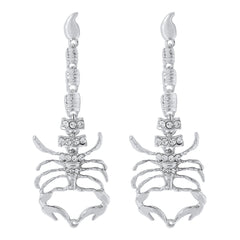Cubic Zirconia & Silver-Plated 3.9'' Scorpion Post Drop Earrings