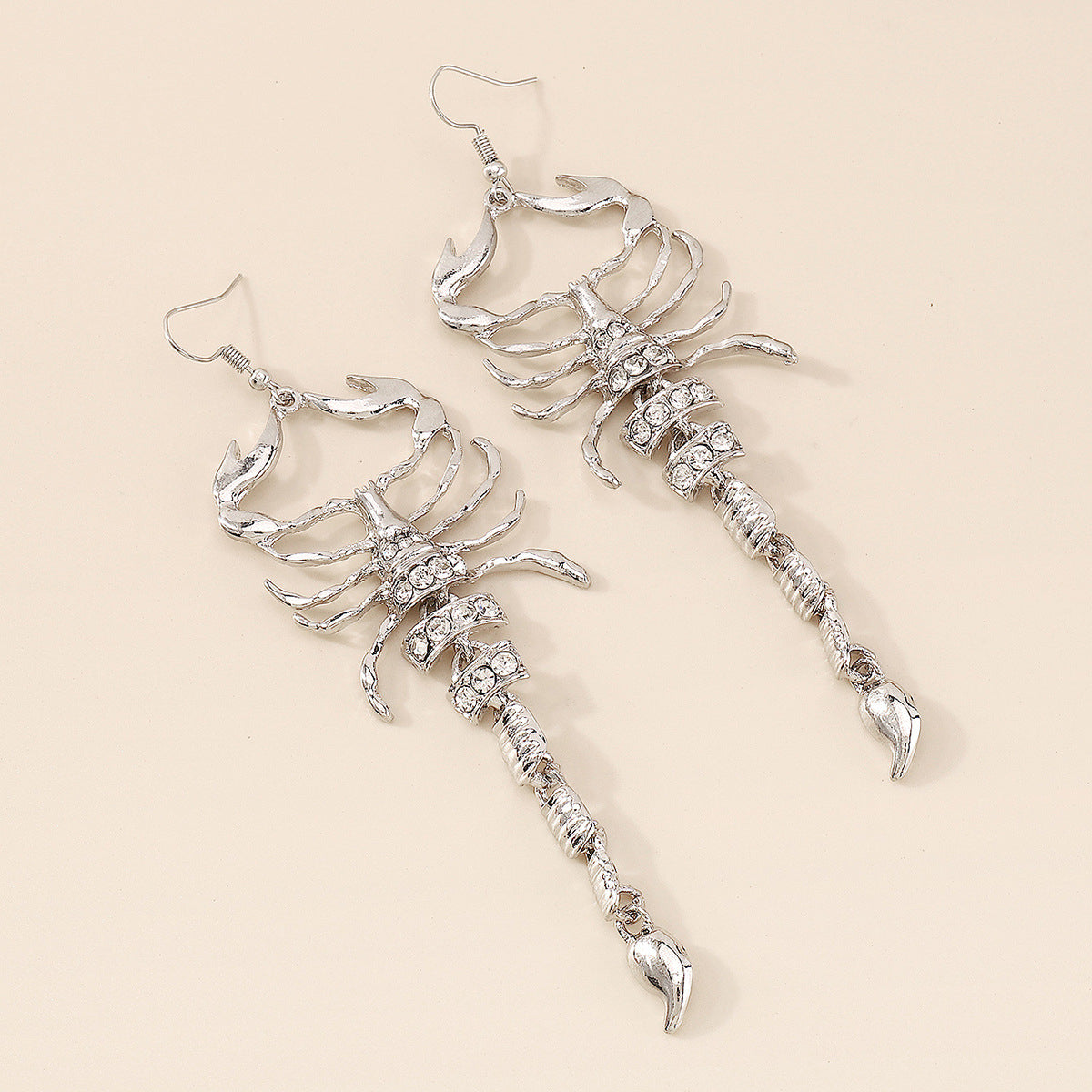Cubic Zirconia & Silver-Plated Scorpion Drop Earrings