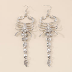 Cubic Zirconia & Silver-Plated Scorpion Drop Earrings