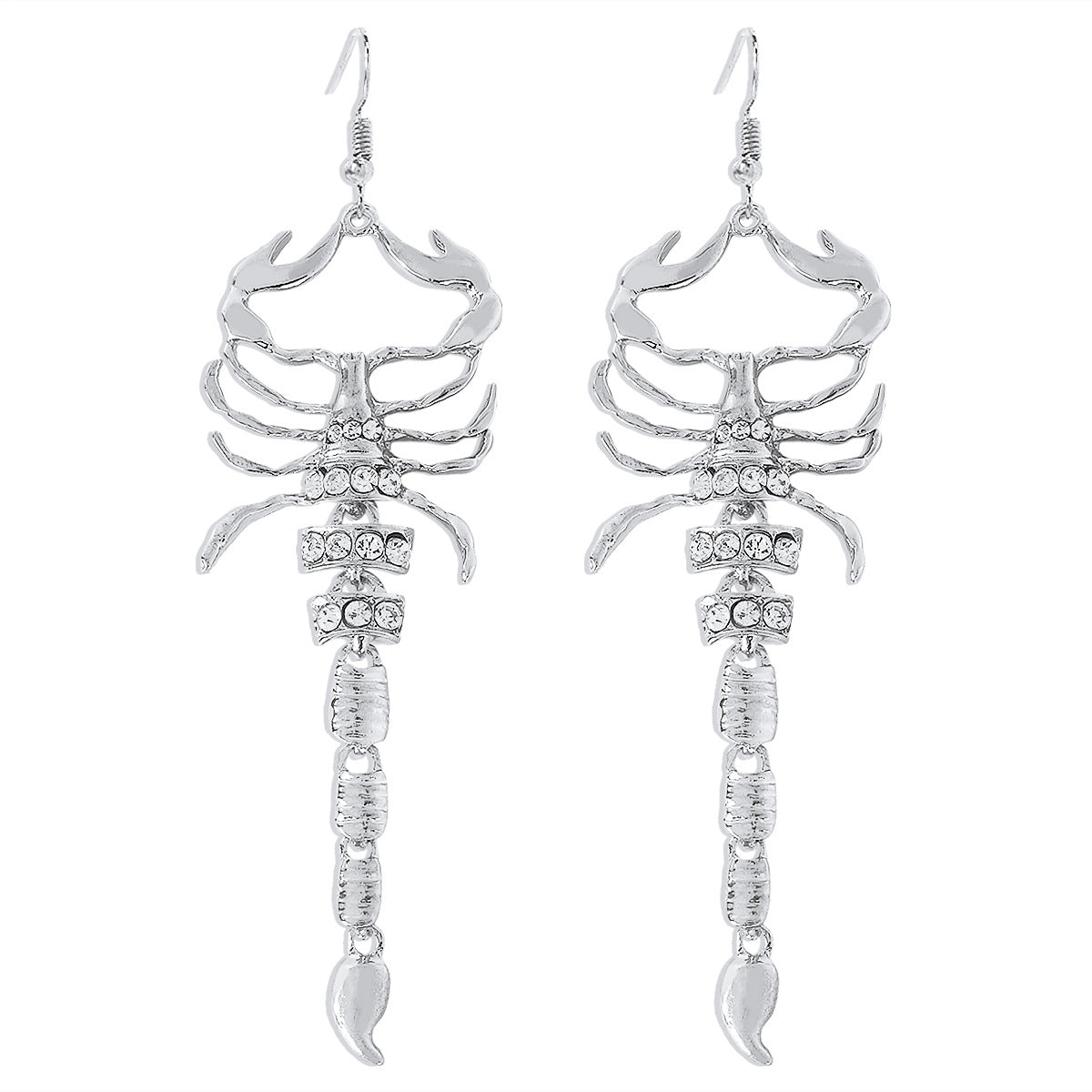 Cubic Zirconia & Silver-Plated Scorpion Drop Earrings