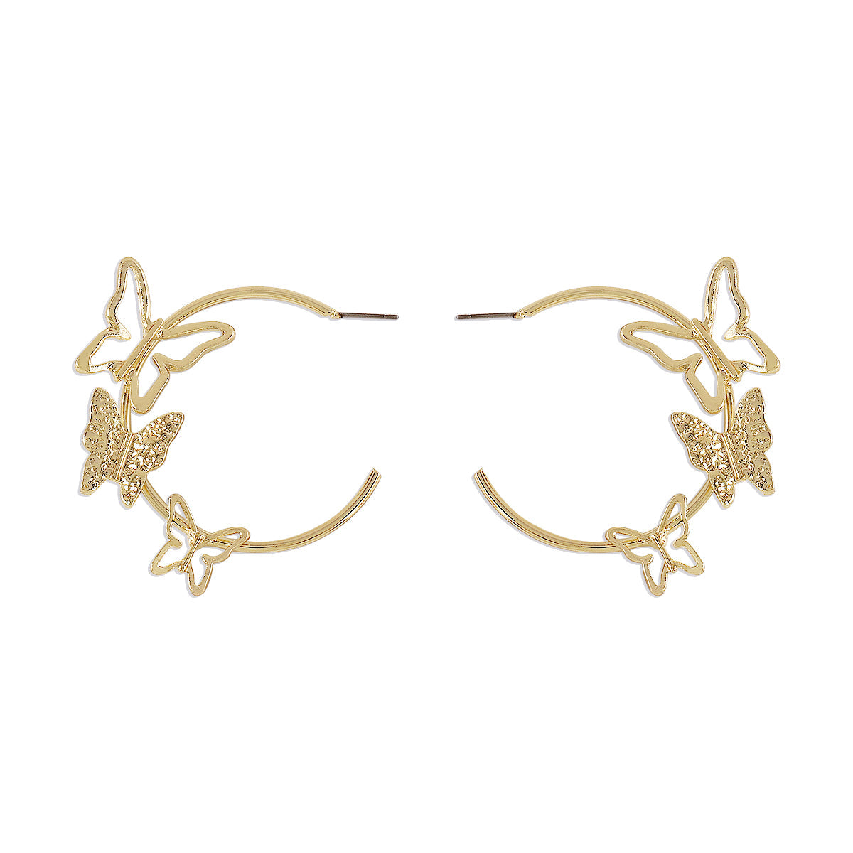 Beautifully designed 18K gold-plated butterfly hoop earrings, ideal for elevating your jewelry collection.