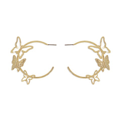 Beautifully designed 18K gold-plated butterfly hoop earrings, ideal for elevating your jewelry collection.