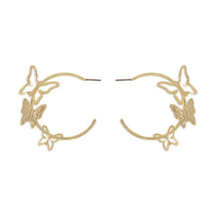 18K Gold-Plated Butterfly Hoop Earrings