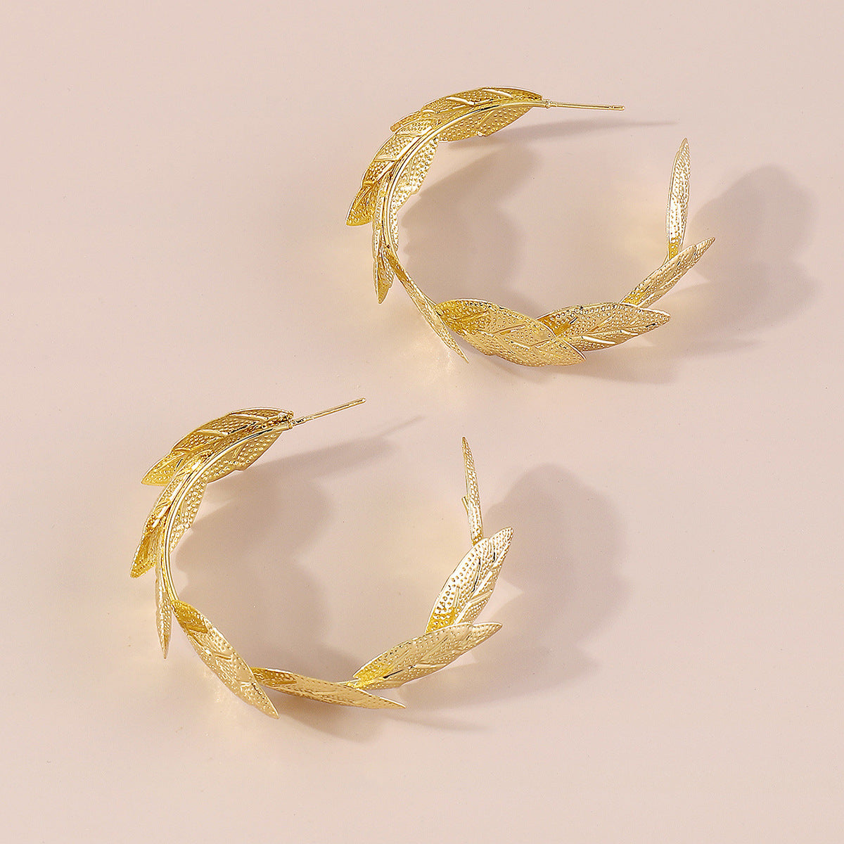 18K Gold-Plated Leaves Hoop Earrings