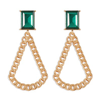 Green Crystal & 18k Gold-Plated Curb Chain Drop Earrings