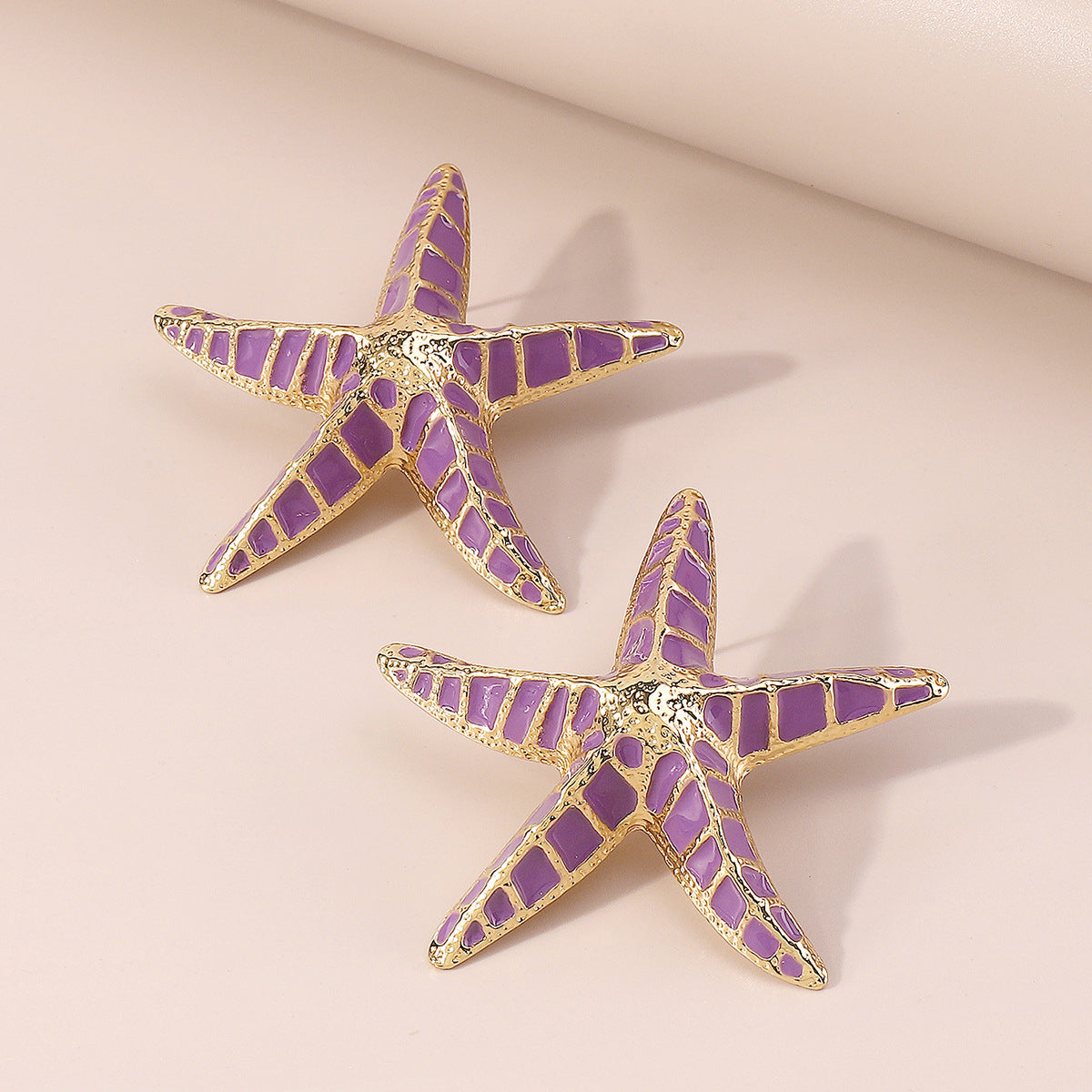 Purple Enamel & 18K Gold-Plated Starfish Stud Earrings