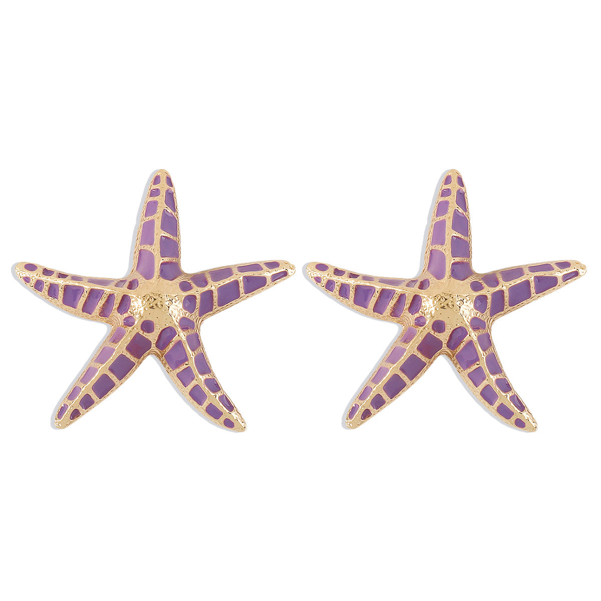 Purple Enamel & 18K Gold-Plated Starfish Stud Earrings