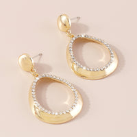 Cubic Zirconia & 18k Gold-Plated Open Oval Drop Earrings