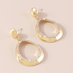 Cubic Zirconia & 18K Gold-Plated Open Oval Drop Earrings