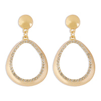 Cubic Zirconia & 18k Gold-Plated Open Oval Drop Earrings