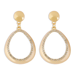 Cubic Zirconia & 18K Gold-Plated Open Oval Drop Earrings
