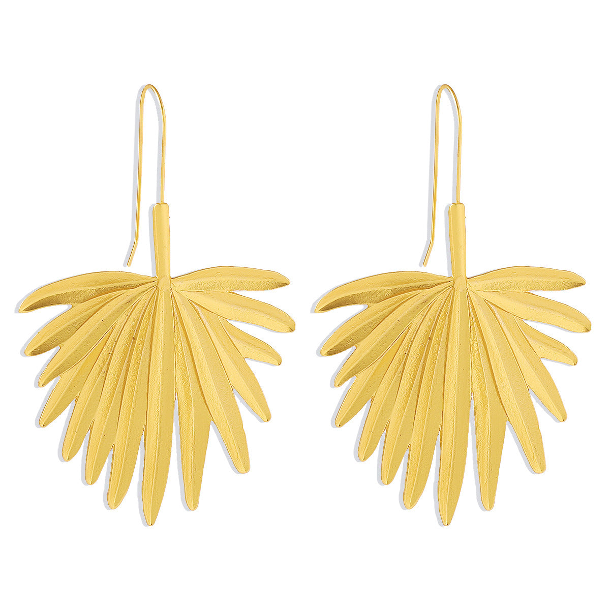 18K Gold-Plated Palm Leaf Drop Earrings, gold drop earrings for women, everyday style, side view