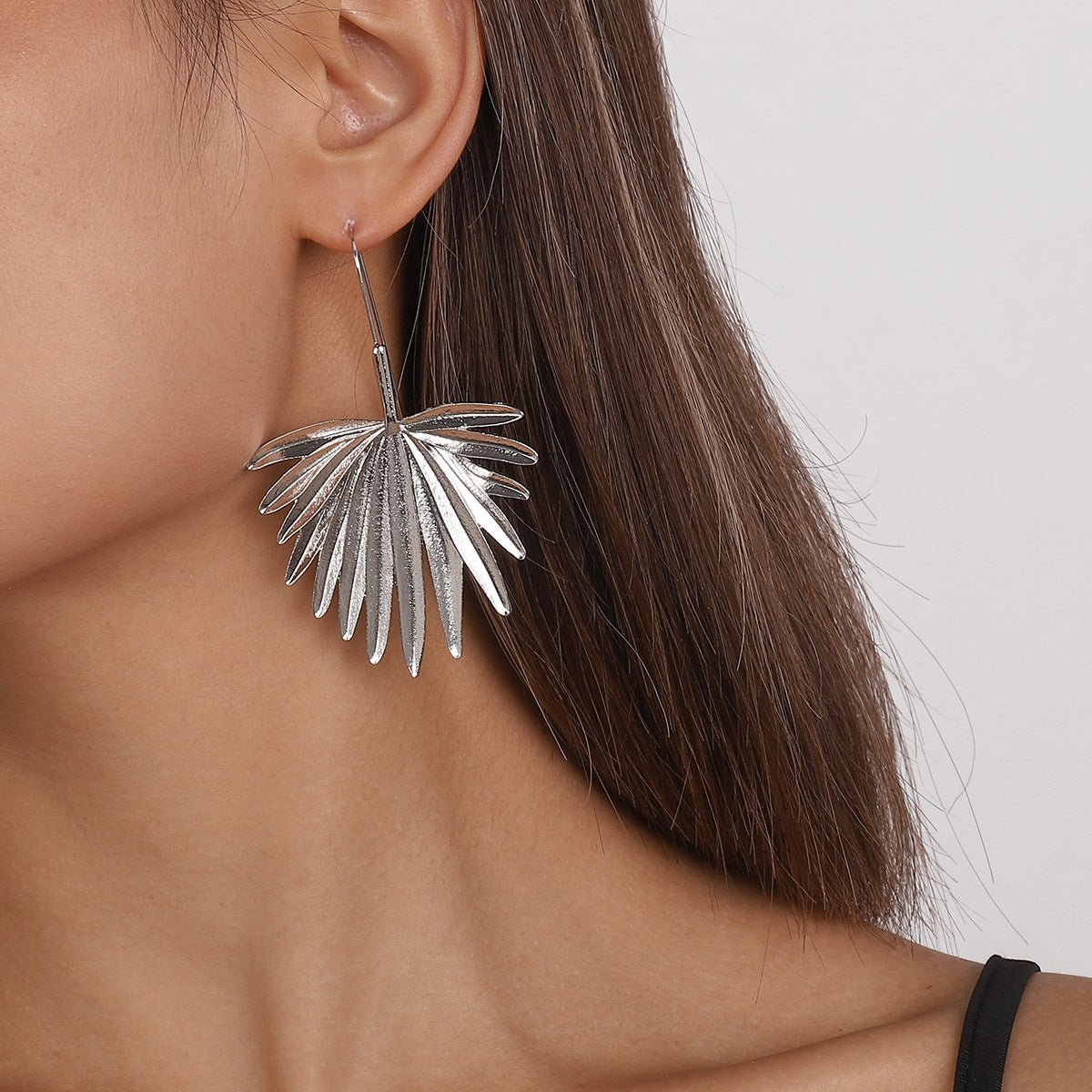 Silver-Plated Palm Leaf Drop Earrings, silver drop earrings for women, botanical inspired, lifestyle look