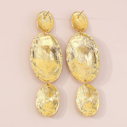 18K Gold-Plated Textured Oval Drop Earrings, gold drop earrings for women, dainty minimalist design, lifestyle look