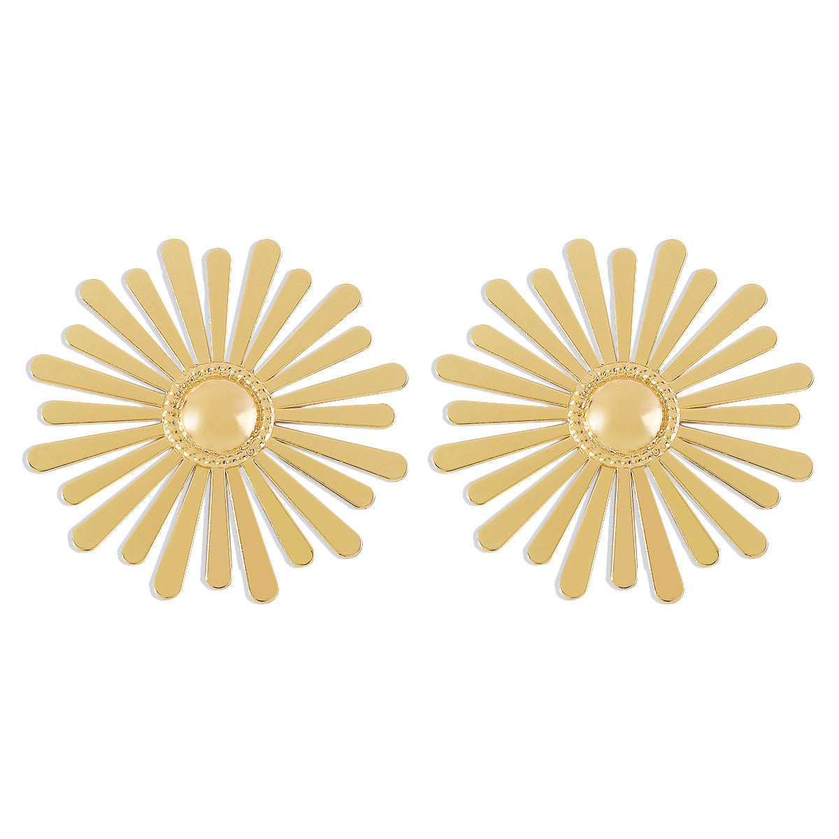 18K Gold-Plated Sunflower Stud Earrings, gold stud earrings for women, elegant gift for her, side view