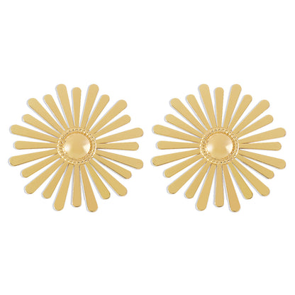18K Gold-Plated Sunflower Stud Earrings, gold stud earrings for women, elegant gift for her, side view