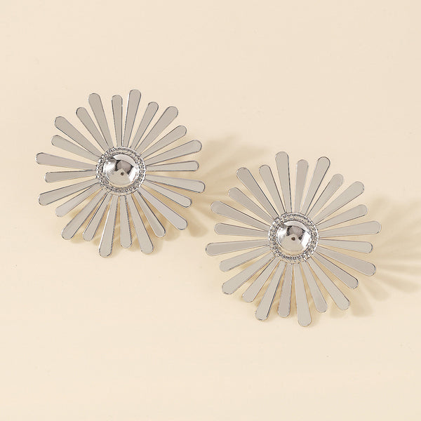 Silver-Plated Sunflower Stud Earrings