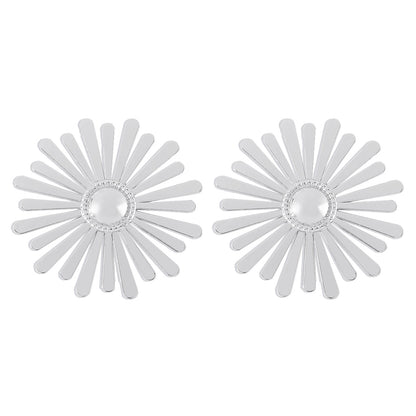Silver-Plated Sunflower Stud Earrings, silver stud earrings for women, elegant gift for her, side view