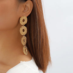 18K Gold-Plated Linked Textured-Oval Drop Earrings