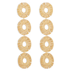 18K Gold-Plated Linked Textured-Oval Drop Earrings