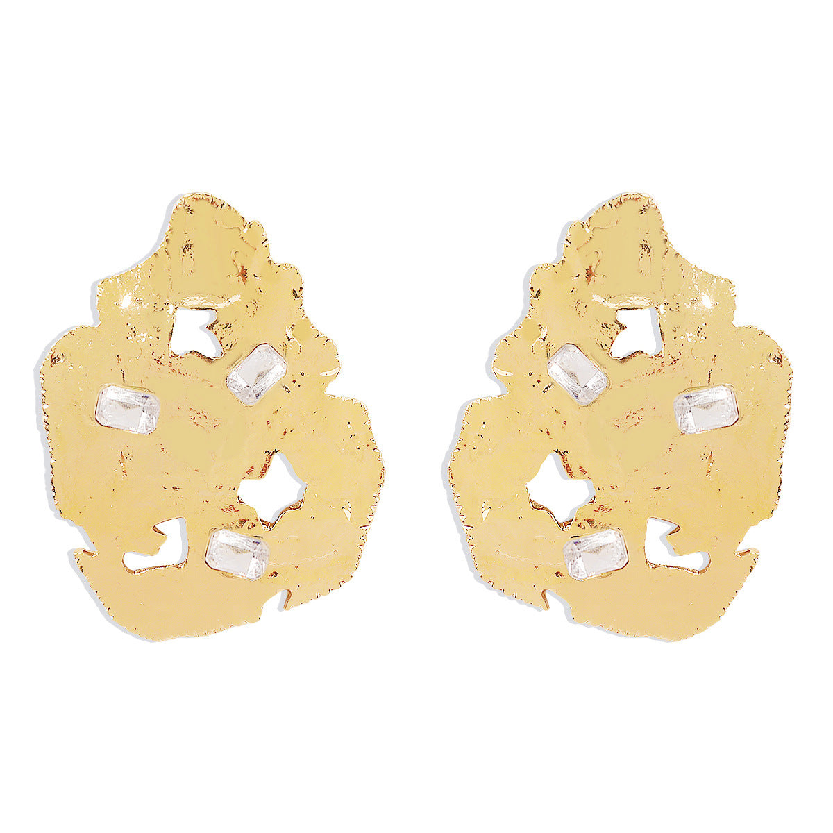 White Crystal & 18K Gold-Plated Abstract Stud Earrings