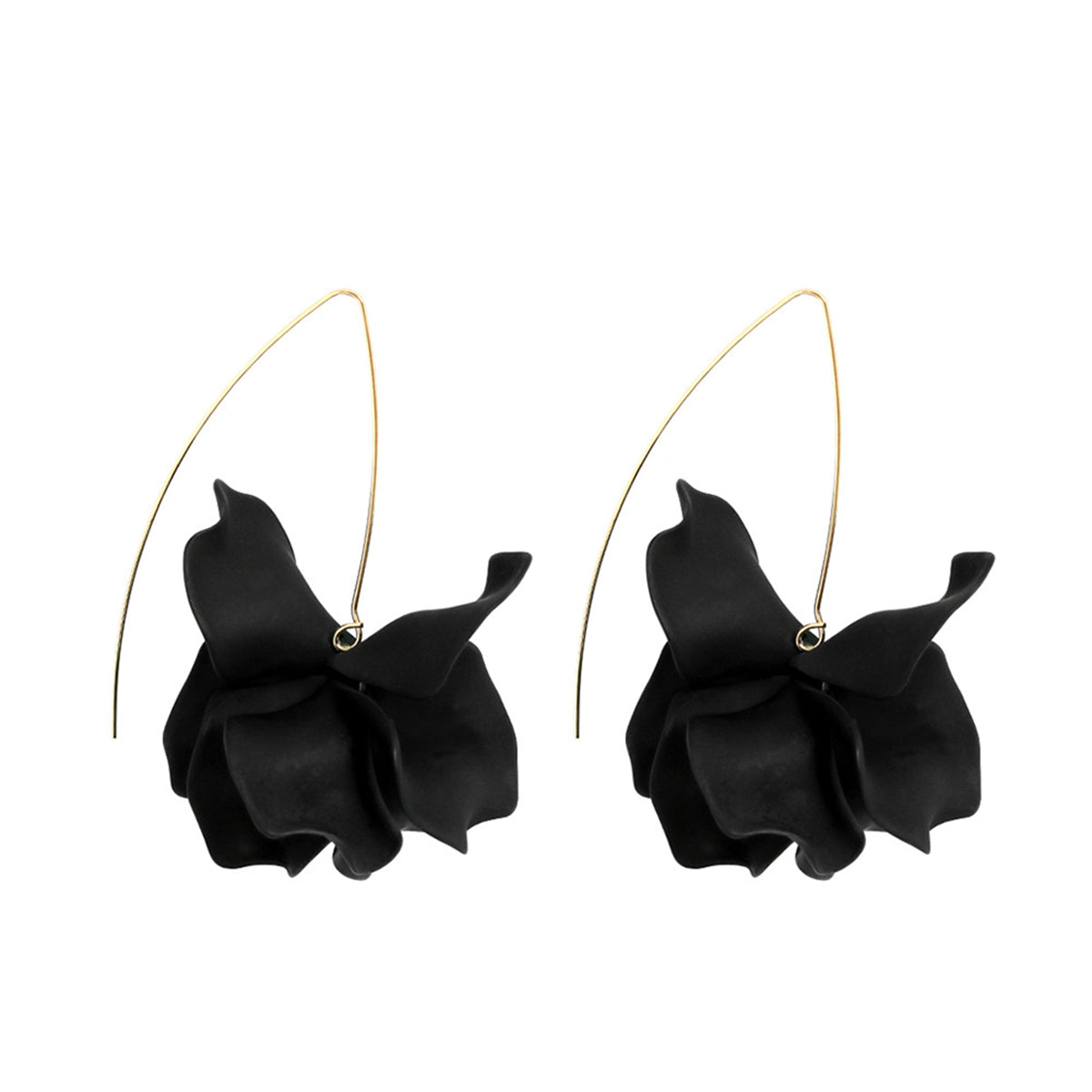 Black Acrylic & 18K Gold-Plated Petals Drop Earrings