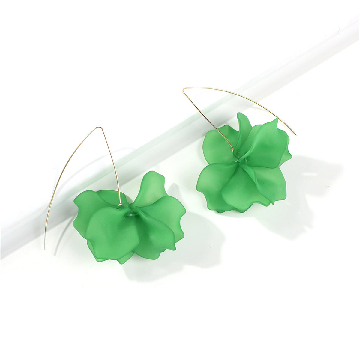 Green Acrylic & 18K Gold-Plated Petals Drop Earrings