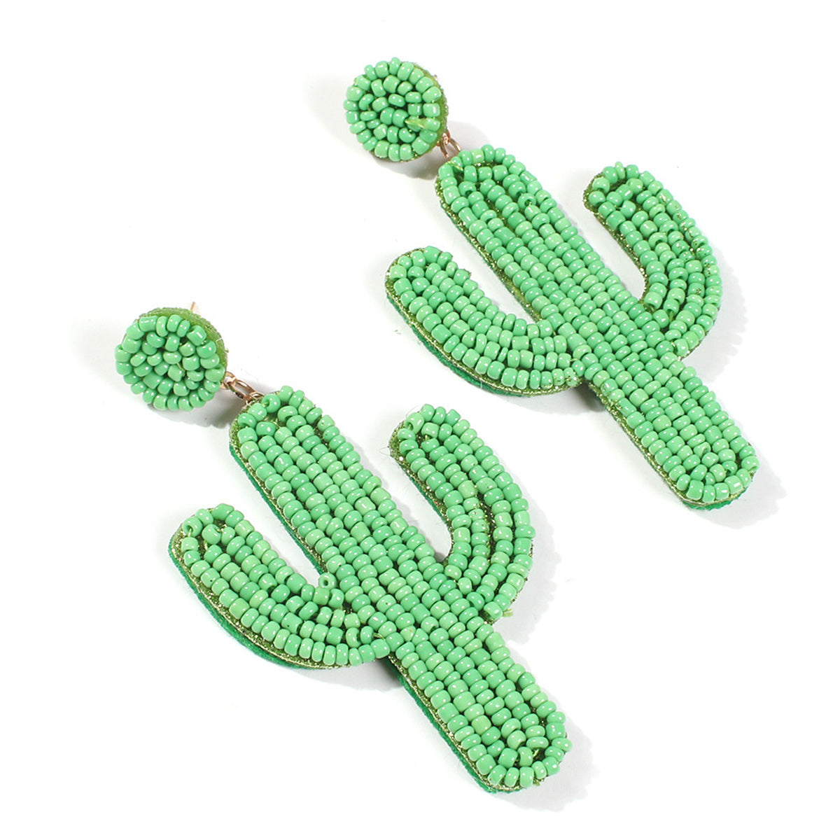 Green Howlite and 18K Gold-Plated Cactus Drop Earrings, gold drop earrings for women, detail close-up