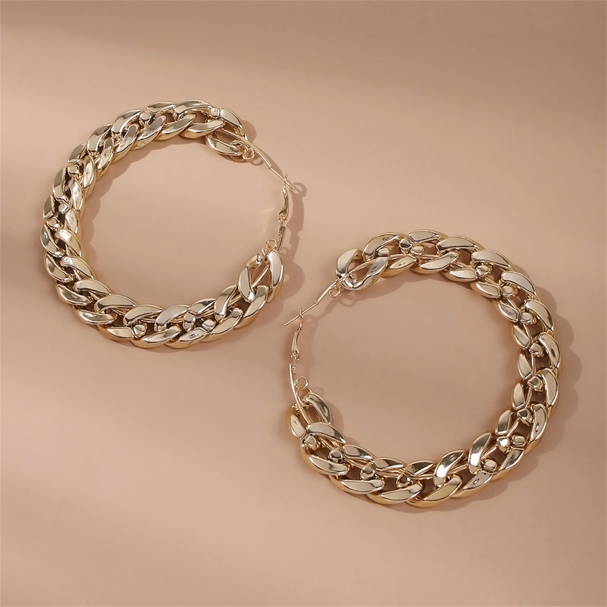 18K Gold-Plated Curb Chain Hoop Earrings