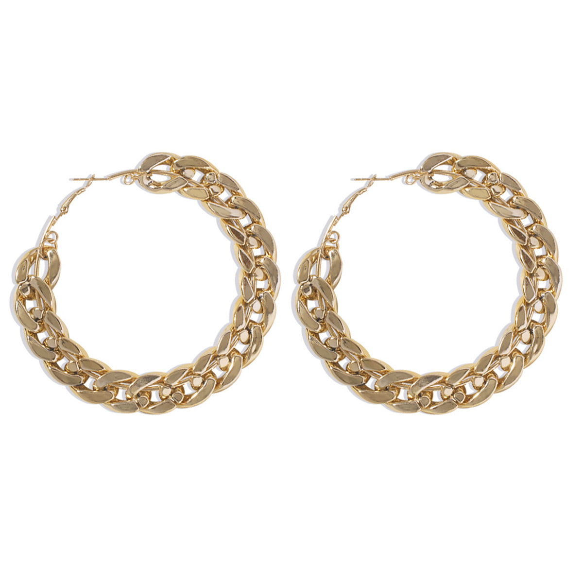 18K Gold-Plated Curb Chain Hoop Earrings