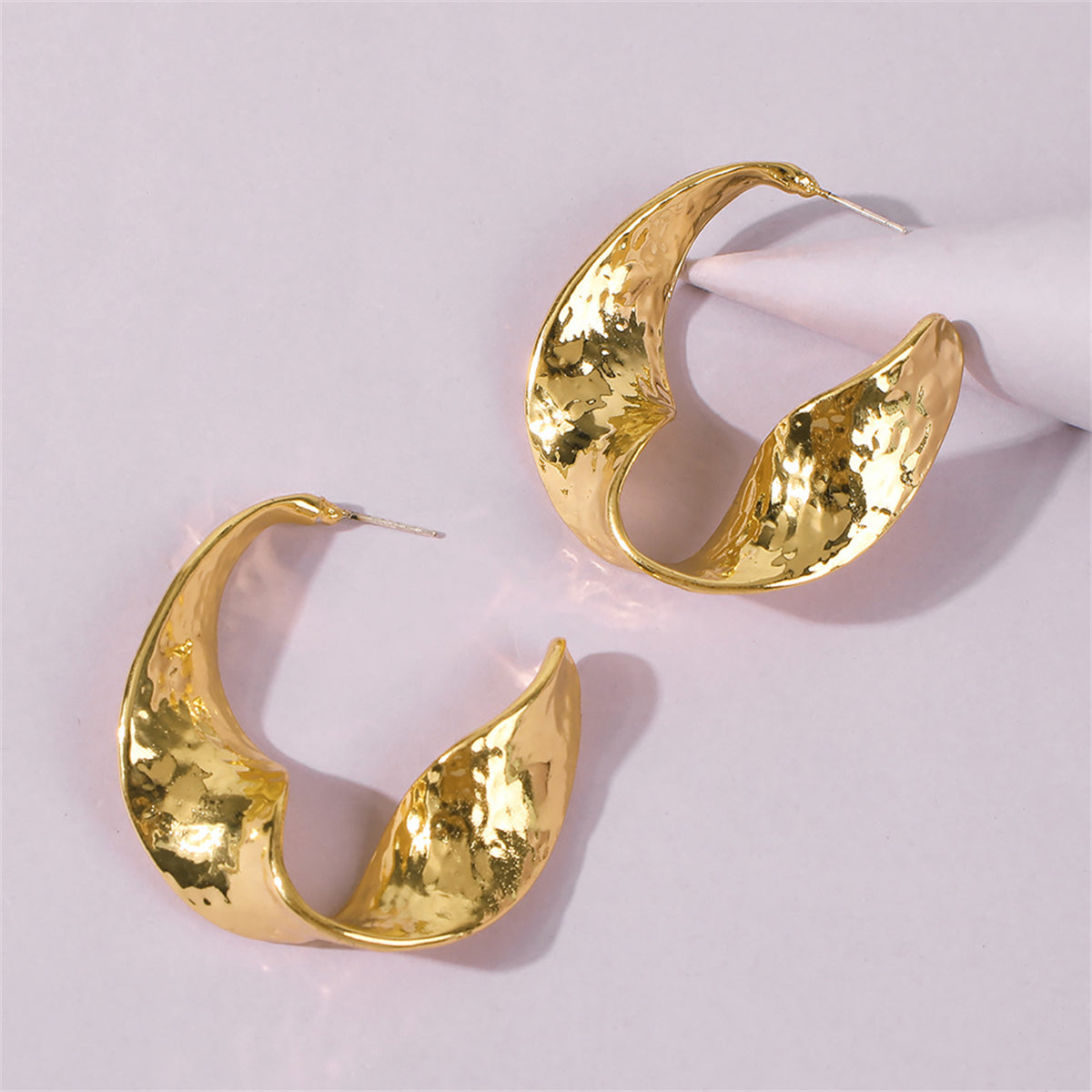 18K Gold-Plated Curved Huggie Earrings
