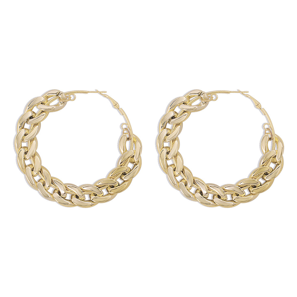 18K Gold-Plated Curb Chain Thick Hoop Earrings