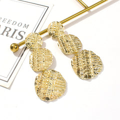 18K Gold-Plated Textured Linked Disk Drop Earrings