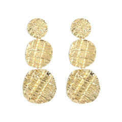 18K Gold-Plated Textured Linked Disk Drop Earrings