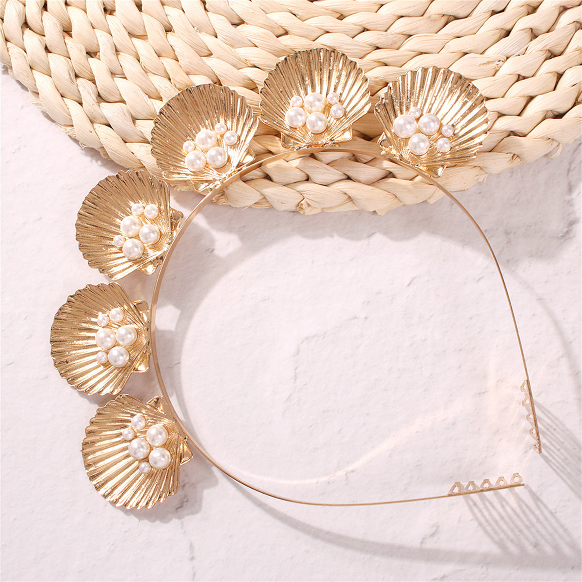 Pearl & 18K Gold-Plated Shell Headband