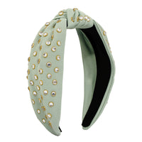 Grass Green & Cubic Zirconia Knot-Accent Hard Headband
