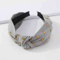Gray Polyster & 18K Gold-Plated Stars Knot-Accent Hard Headband