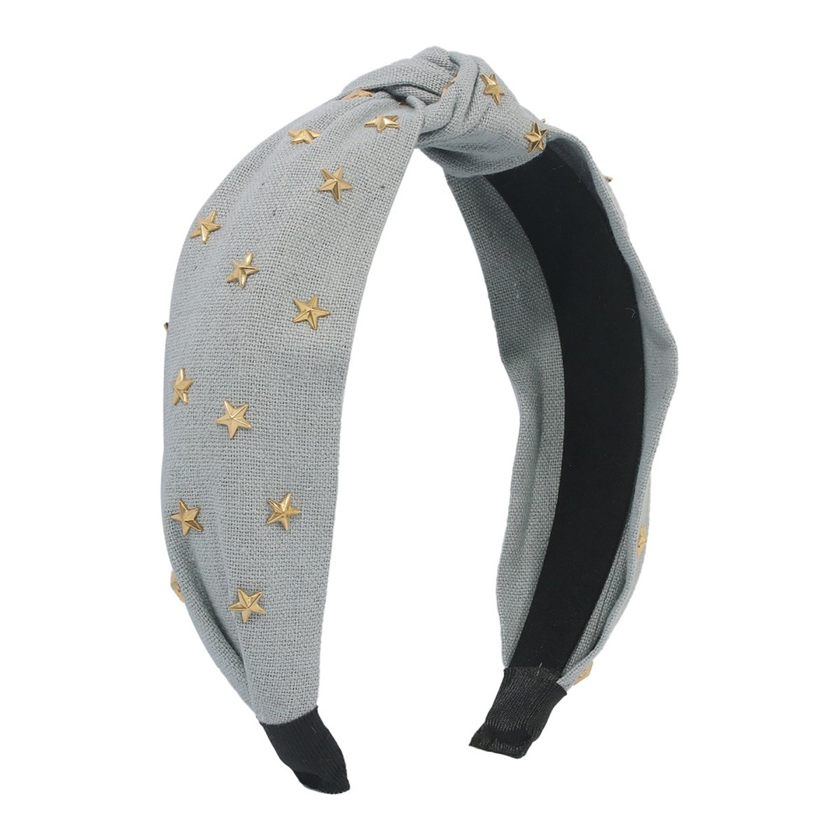 Gray Polyster & 18K Gold-Plated Stars Knot-Accent Hard Headband
