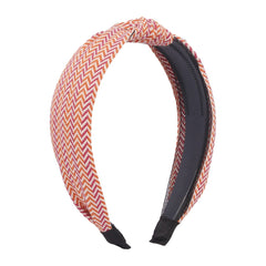 Red & Navy Herringbone Knot-Accent Hard Headband