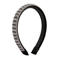 Black & Cubic Zirconia Stripe Hard Headband