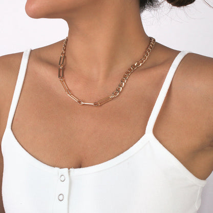 18K Gold-Plated Open Rectangle Chain, gold pendant necklace for women, botanical inspired, front view
