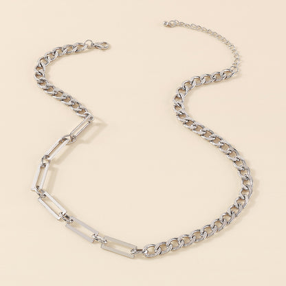 Silver-Plated Open Rectangle Chain, silver pendant necklace for women, elegant gift for her, lifestyle look