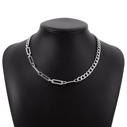 Silver-Plated Open Rectangle Chain, silver pendant necklace for women, elegant gift for her, styled look